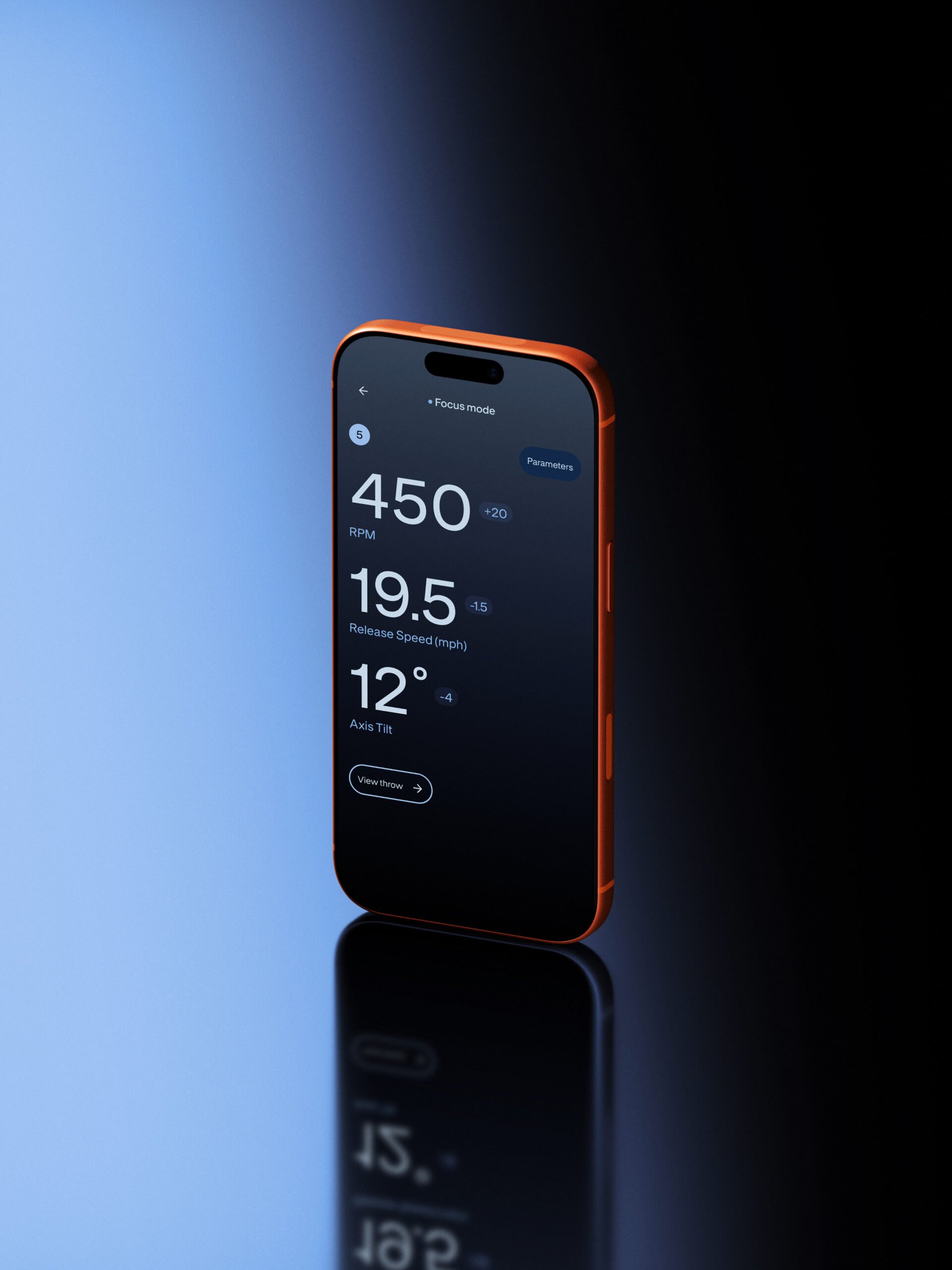 Witsee app Focus Mode showing RPM, release speed and axis tilt